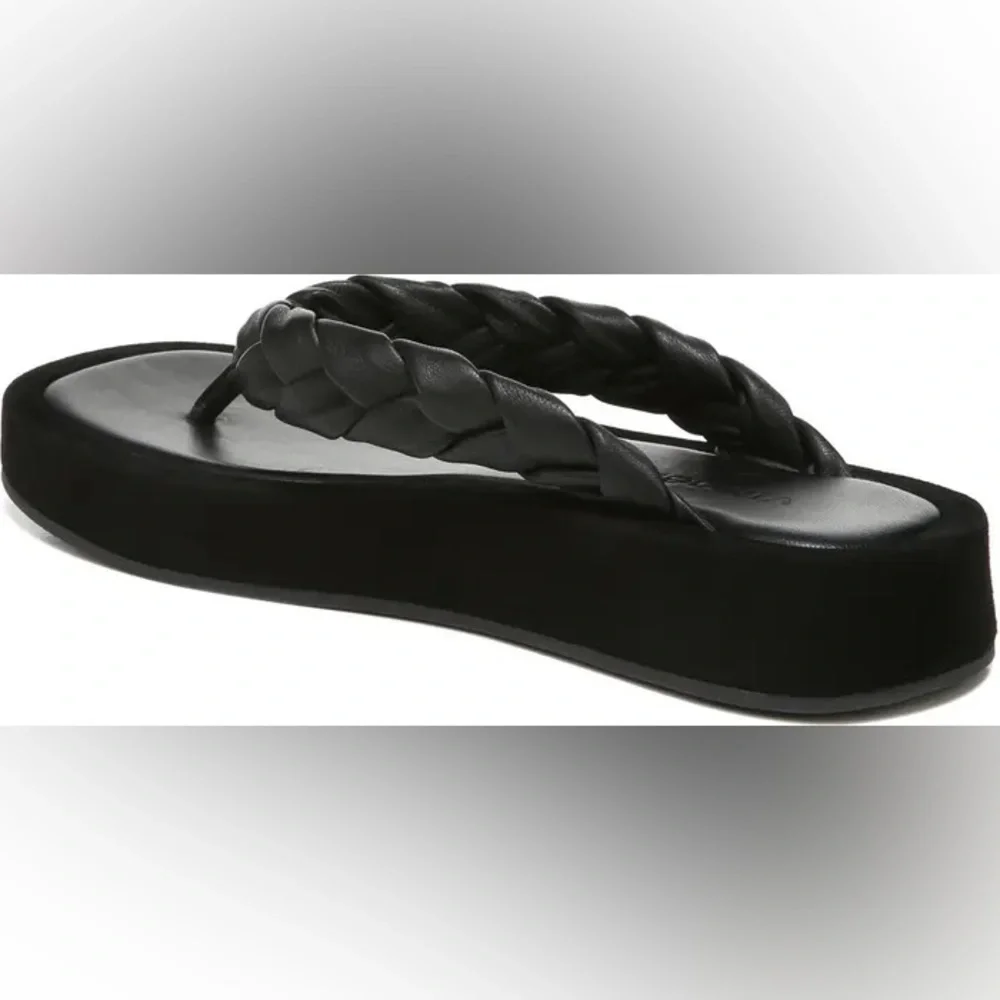 Vince Nita Braided Leather And Suede Platform Flip Flops